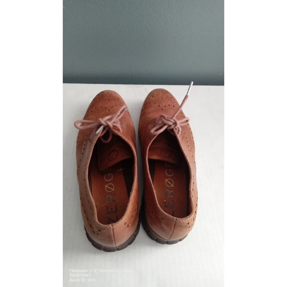 Zelli‎ Brown Leather Wingtip Oxford Dress Shoes Lace Up Brogue